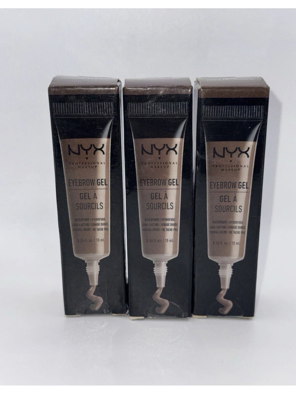 3 NYX Waterproof Eyebrow Gel Smudge Proof 0.34oz Chocolate